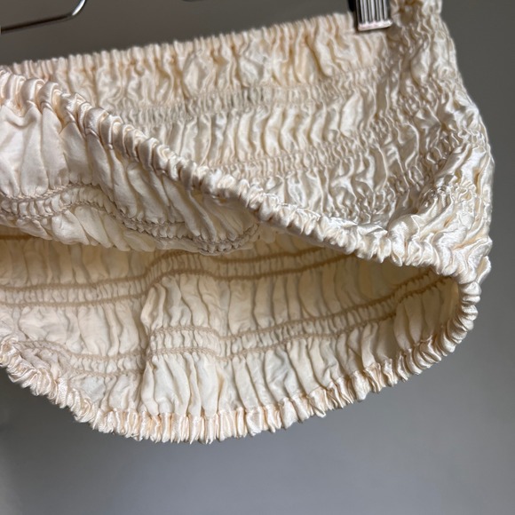 Enza Costa Textured Satin Smocked Tube Top Cream Strapless‎ Popcorn Chic - Picture 6 of 6